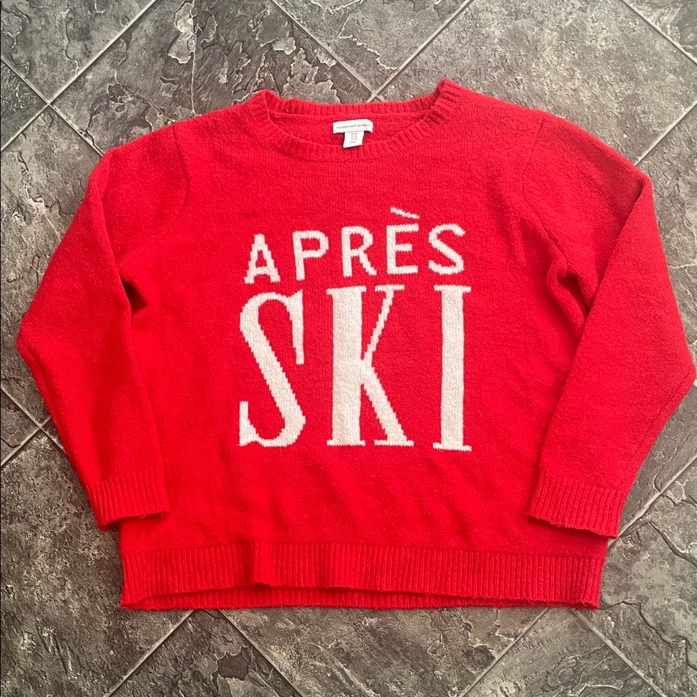 CUPCAKES & CASHMERE Apres Ski Red Cozy Preppy Cottagecore Chalet Sweater